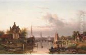 A River Crossing Near Haarlem by Charles Henri Leickert