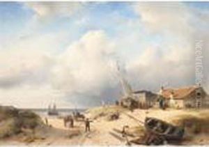La Chaumiere Dans Les Dunes by Charles Henri Leickert