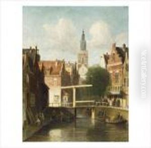 Vie Autour Du Canal Dans Une Ville En Hollande by Charles Henri Leickert