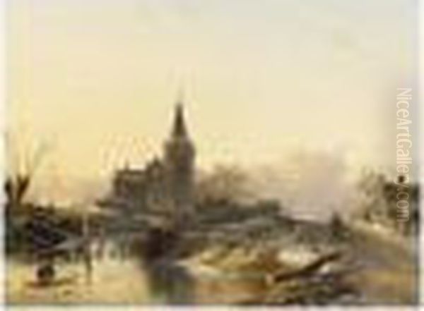 A Winter Landscape With Figures On The Ice - view 1
