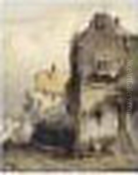 Figures Conversing In A Dutch Town - view 1