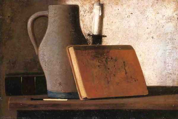 Still Life with Pitcher, Candlestock, Books and Match - view 1