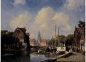Vue De Ville by Charles Henri Leickert