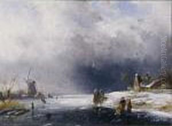 A Winter Landscape With Figures On The Ice - view 1