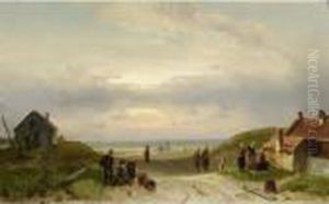 Figures In The Dunes by Charles Henri Leickert