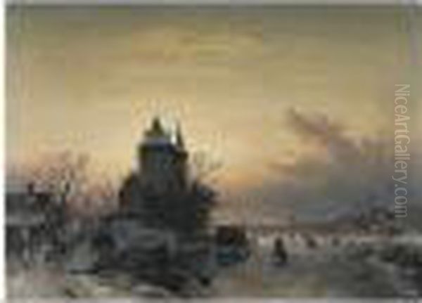 A Winter Landscape With Frozen River - view 1