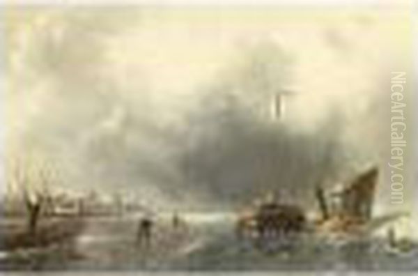 A Winter Landscape With Figures On The Ice - view 1