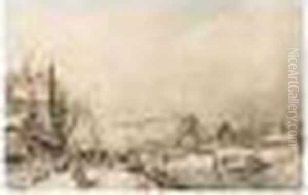 Villagers In A Wintry Dutch Town - view 1