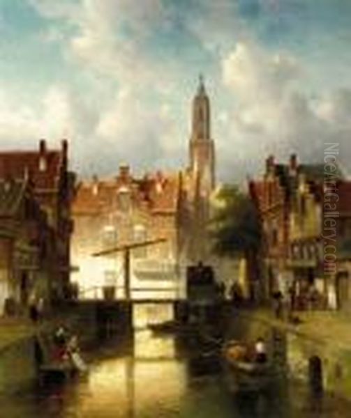 Figures On A Quay In A Town - view 1