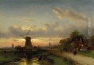 Villagefolk Returning Home At Dusk