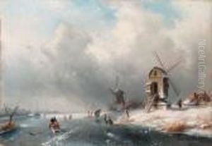 A Winter Landscape With Figures Skating