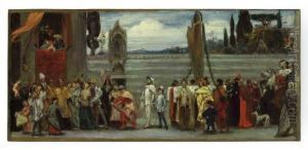 A Color Sketch For 'cimabue's
Celebrated Madonna Is Carried In Procession Through The Streets In
Florence' - view 1
