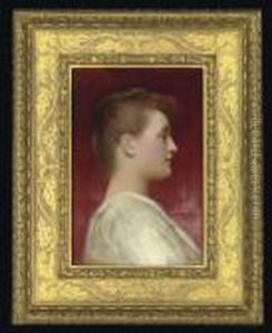Frederic, Lord Leighton, P.r.a. Head Of A Girl In A White Dress by Frederick Leighton