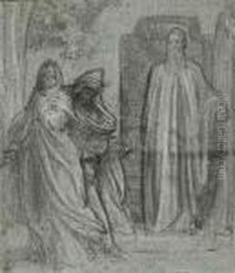 Study For 'jezabel And Ahab, 
Having Caused Naboth To Be Put Todeath, Go Down To Take Possession Of 
His Vineyard; They Are Met Atthe Entrance By Elijah The Tishbite 'hast 
Thou Killed, And Alsotaken Possession?''