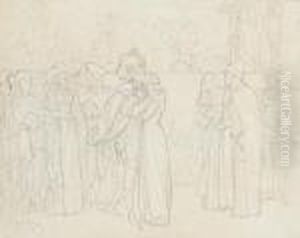 A Study For An Illustration Containing Figuresin Historical Costume by Frederick Leighton