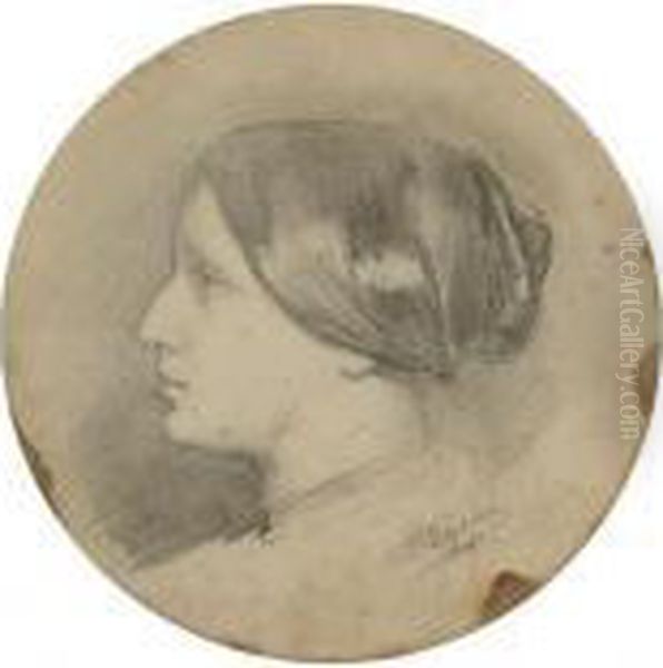 Study Of A Woman's Head In Profile - view 1