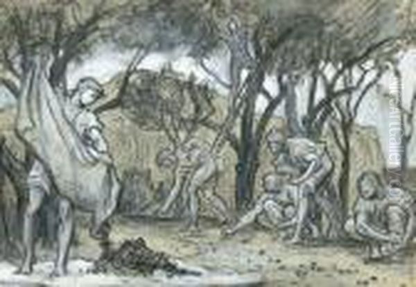 Figures Gathering Apples - view 1