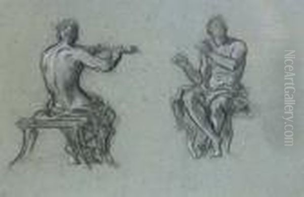 Two Studies Of A Man Piping, For Music - view 1