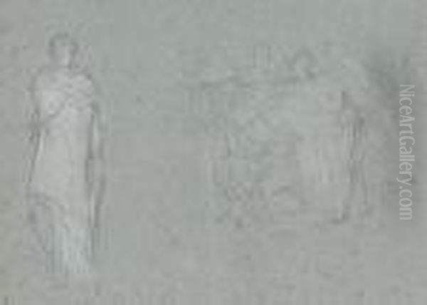 An Early Study For 'elijah In
The Wilderness' And A Draped Figure, Possibly For 'helen Of Troy' - view 1