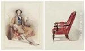 Portrait Of A Gentleman, Seated Full-length In A Red Smokingjacket by William Leighton Leitch