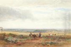 Figures And Livestock On A Track by William Leighton Leitch