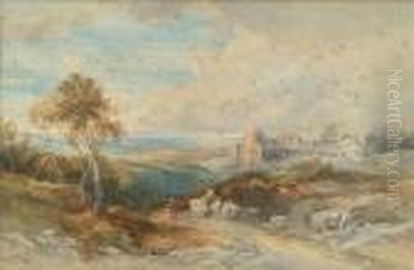 Figures On A Road By A Castle - view 1