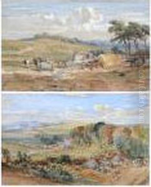 An Extensive Rural Landscape,
Together With Another Of Travellers In A Country Landscape, A Pair - view 1
