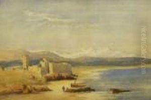 Mountainous Coastal Scene With Figures And Fort