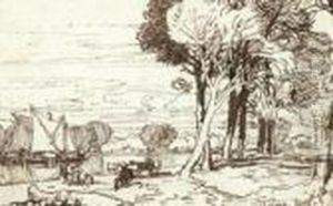 Figures In A Tranquil River Landscape With Sailing Vessels by William Leighton Leitch