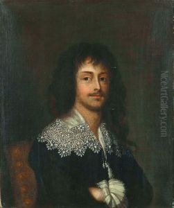 Portratt Av Herre I Spetskrage by Sir Peter Lely