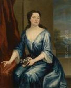 Portrait Of A Lady Against A Landscape Backdrop by Sir Peter Lely