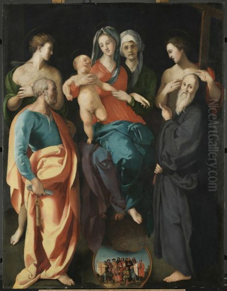 Madonna and Child with St Anne and Other Saints c. 1529 by (Jacopo Carucci) Pontormo