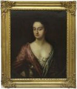 Portrait Of A Lady Holding A Spaniel