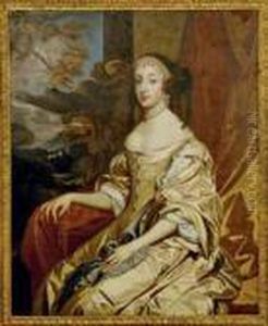 Portrait Of Henriette D'angleterre, Dutchess Of Orleans, Seated Ina Landscape
