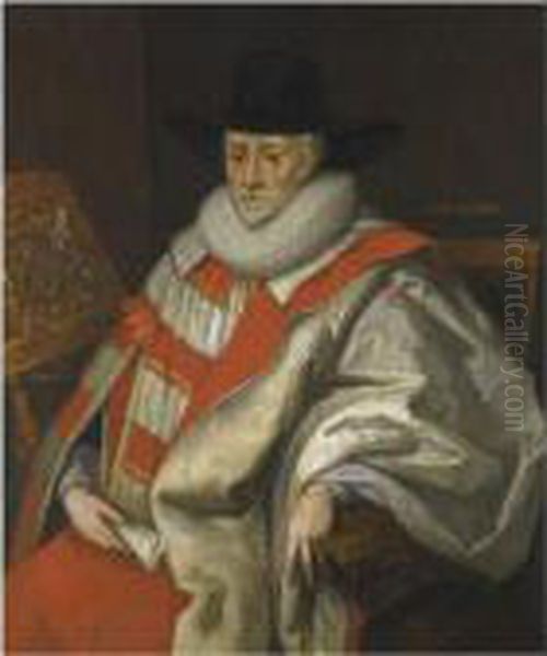 Portrait Of Thomas Egerton, Viscount Brackley (c.1540-1617), Wearing Peer's Robes - view 1