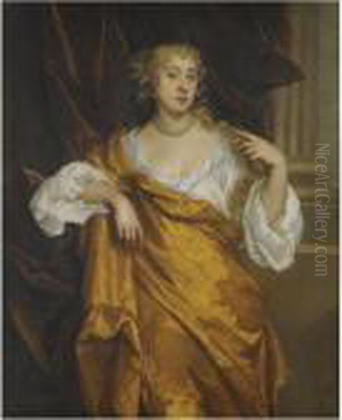 Portrait Of The Hon. Margaret Wharton, Wearing Gold Robes And Awhite Chemise - view 1