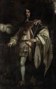 Portrait Of Thomas Wriothesley, 
4th Earl Of Southampton(1607-1667), Full-length, In Garter Robes, A 
Baton In His Lefthand, A Landscape Beyond