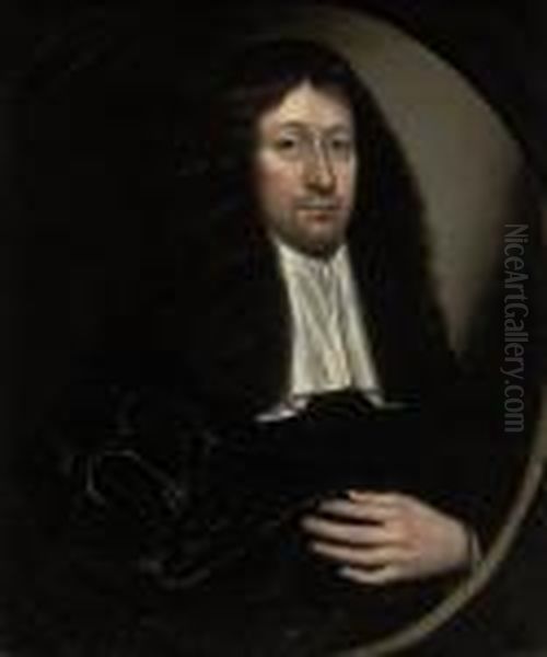 Portrait Of A Gentleman
Traditionally Identified As Andrew Marvell (1621-1678), Bust-length, In A
Brown Coat And White Cravat, In A Feigned Oval - view 1