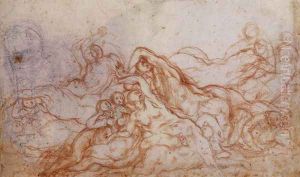 Study for Deluge (portion of sheet) c. 1546