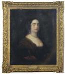 Portrait Of A Lady Wearing A Pearl Necklace And Pearl Earrings by Sir Peter Lely
