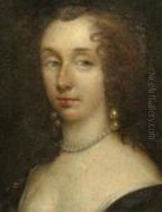 Portrait Of A Young Woman, Head And Shoulders,wearing Pearl Earnings And Necklace