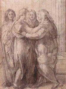 Study for "The Visitation" 1528 by (Jacopo Carucci) Pontormo