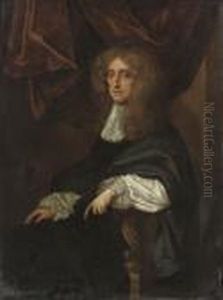 Portrait Of A Gentleman, Three-quarter-length, Seated In A Blackrobe And Lace Cravat by Sir Peter Lely