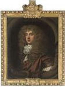 Portrait Of A Gentleman, 
Traditionally Identified As Christophermonck, 2nd Duke Of Albemarle 
(1652-1688), Bust-length, In A Brownrobe And Lace Cravat, In A Sculpted 
Cartouche