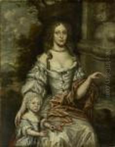 Portrait Of A Noble Lady And Her Son In Parkland