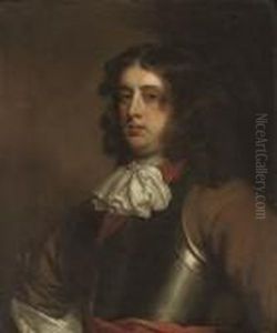 Portrait Of Sir Francis Popham
Of Littlecote, Half-length, In A Buff Coat And Armoured Breastplate With
Red Sash by Sir Peter Lely