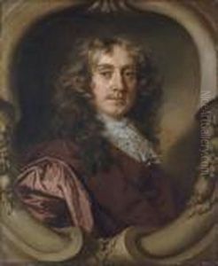 Portrait Of A Gentleman, 
Half-length, In A Brown Coat And Mechlin Lace Cravat, In A Sculpted 
Cartouche