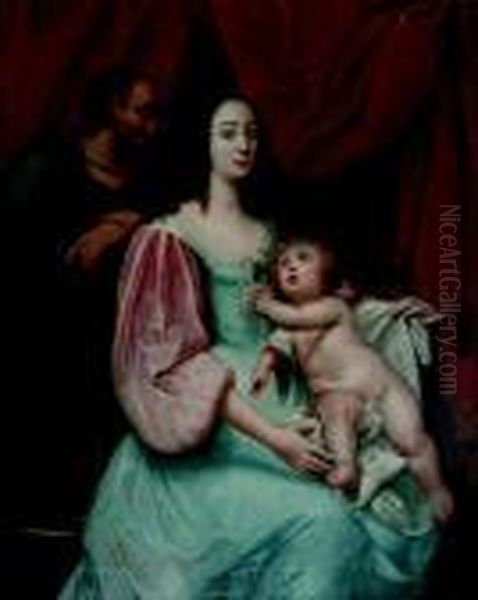 Ritratto Di Genitori E Bambino Posanti Come Sacra Famiglia - view 1