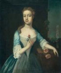 Three Quarter Length Portrait Of A Lady With Roses.