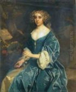 Woman In A Landscape Holding A Floral Necklace